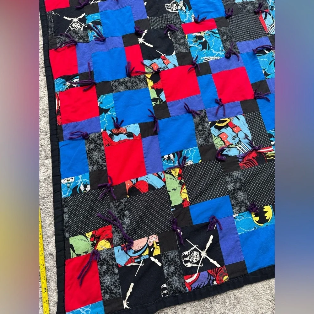 Handmade Marvel Superhero Patchwork Quilt Blanket Twin 60x80